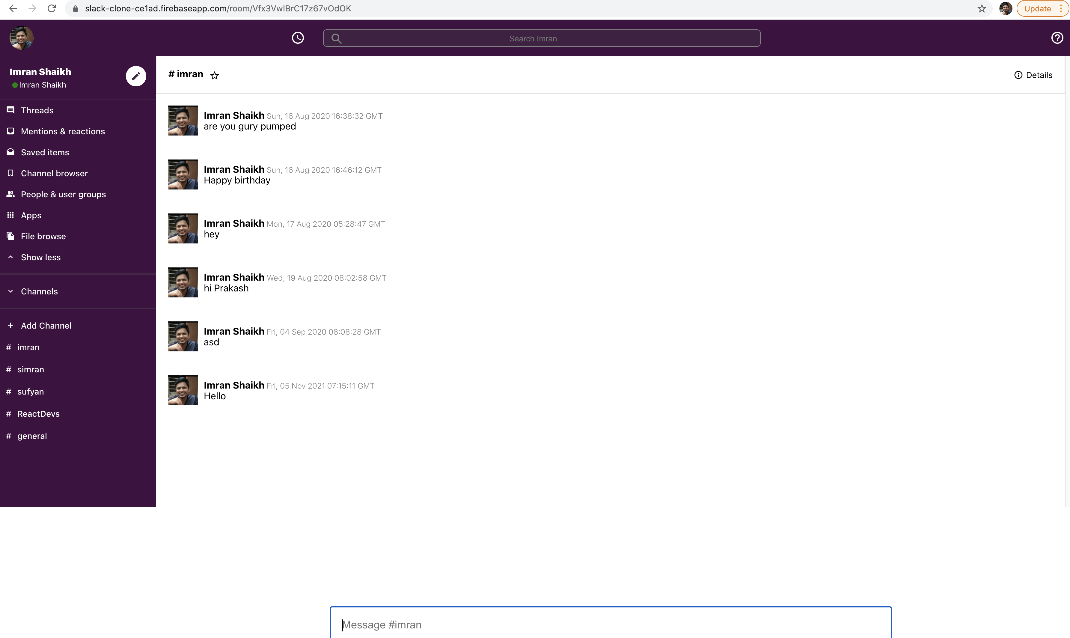 Slack Clone (React JS)